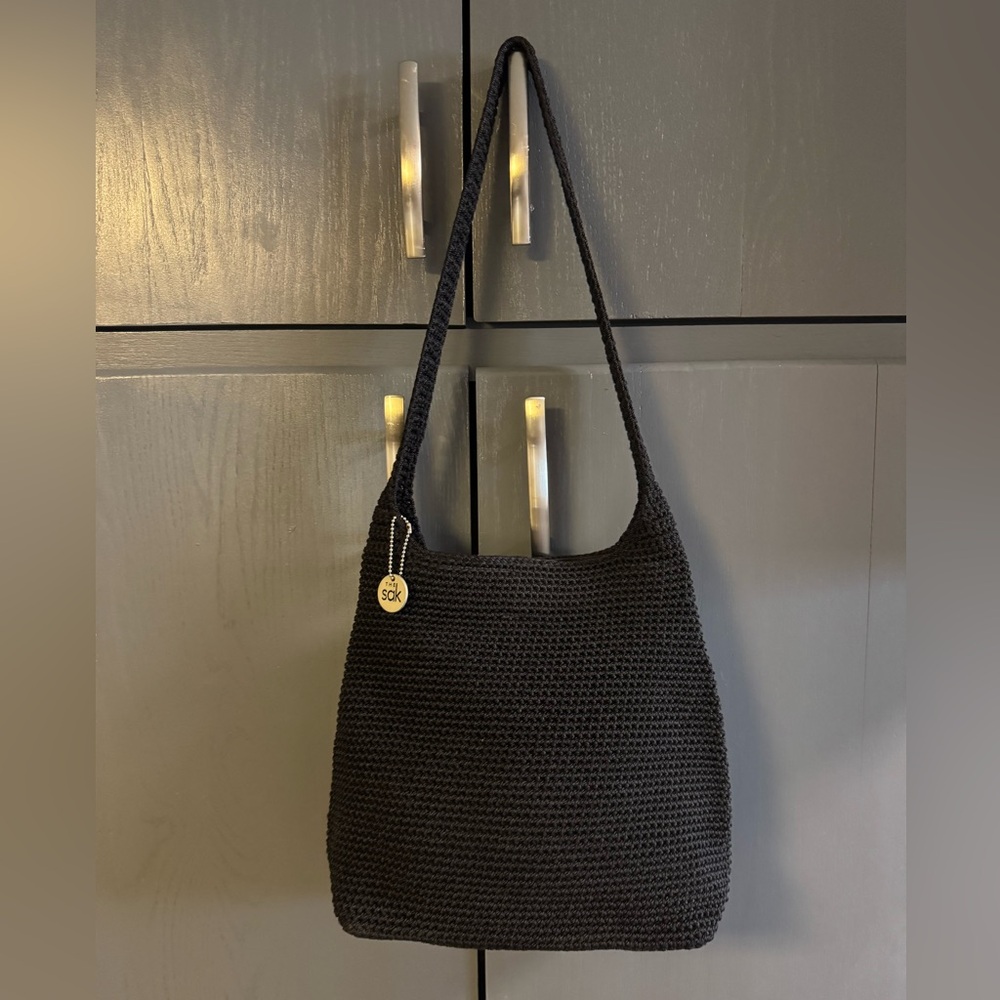 The sak Black Woven Shoulder Bag Purse crochet